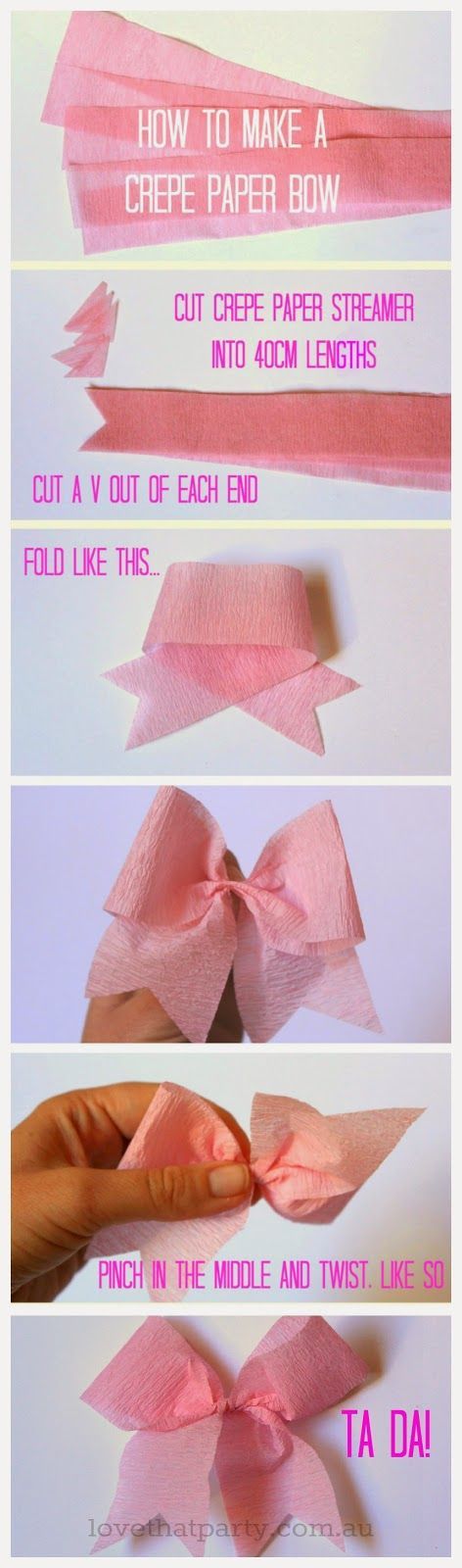 the instructions for how to make a bow out of crepe paper and ribbon