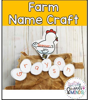 farm name craft with chicken on it and eggs in the basket for kids to make