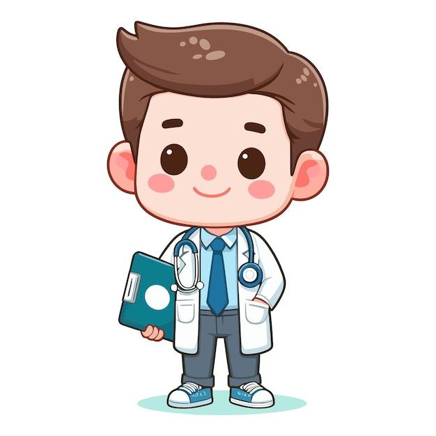 a little boy in a doctor's uniform holding a clipboard