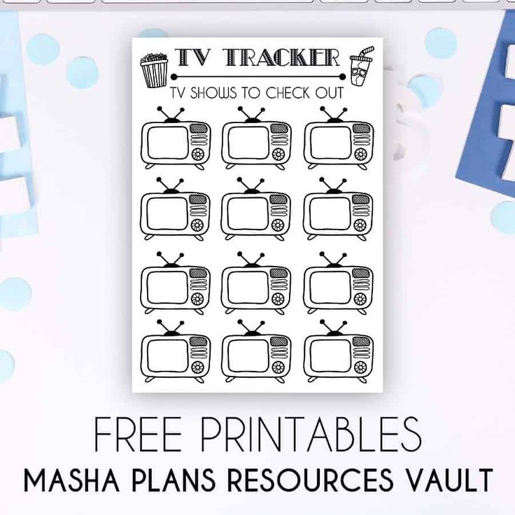 the free printables for tv trackerrs are on display in front of a white background