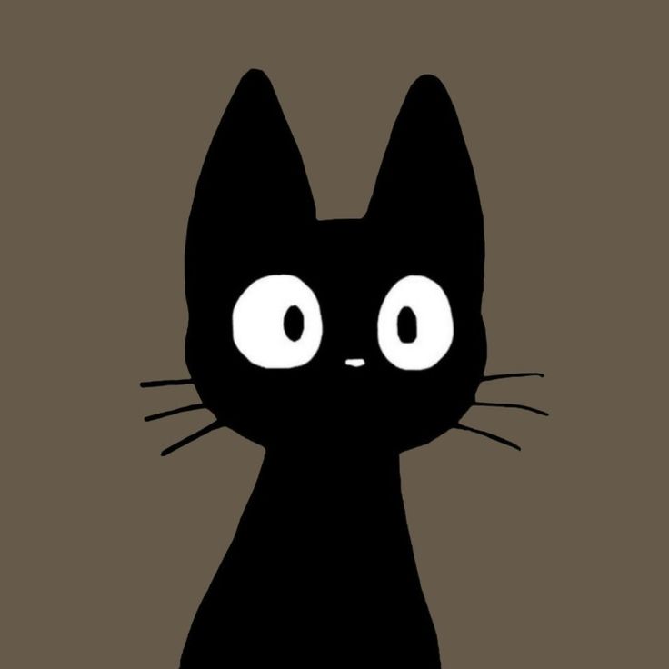 a black cat with big eyes sitting in front of a brown background that says, i love cats