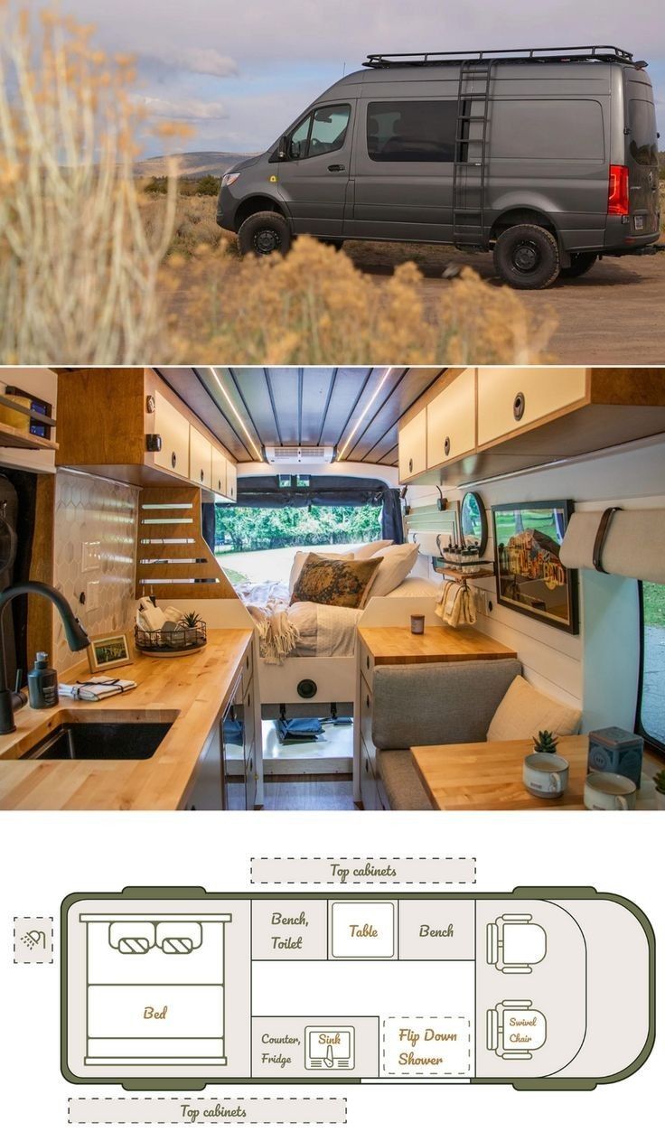 the inside and outside view of a van