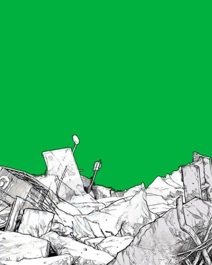 an image of a pile of rubble on a green background