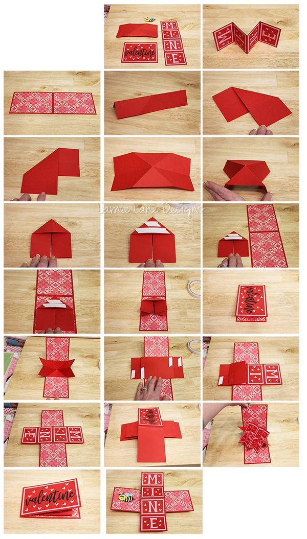 step by step instructions on how to make an origami house from red paper