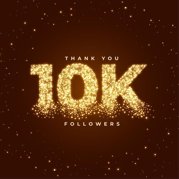 the words thank you tok followers on a dark background with gold sparkles and stars