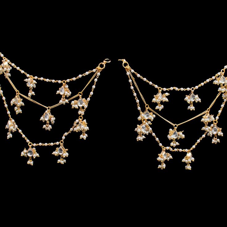 A perfect add-on to your bridal look! Prefect pair of saharay featuring dangling kundan stones and pearl moti. Gold-plated on high-quality brass as base metal. In-stock & ready-to-ship. *Please Note: We use faux stones and beads in all of our jewelry. Festive Stone Work Chandelier Earrings For Reception, Festive Chandelier Earrings With Stone Work For Reception, Kundan Dangle Chandbalis For Reception, Temple Jewelry Style Danglers With Stone Work For Reception, Kundan Chandbalis With Pearl Drop For Reception, Reception Kundan Dangle Chandbalis, Reception Kundan Chandbalis With Dangle Shape, Kundan Chandbalis For Reception, Bollywood Kundan Danglers For Reception