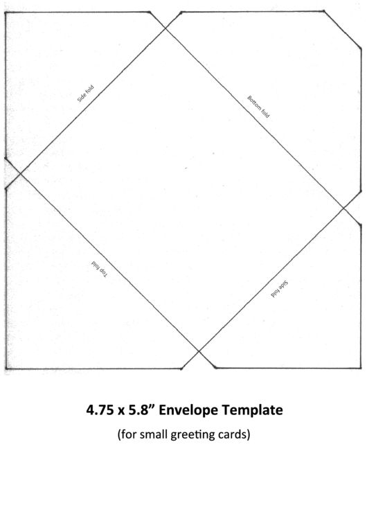 an envelope template for small greeting cards with the text, 4 75 x 5 8 inches