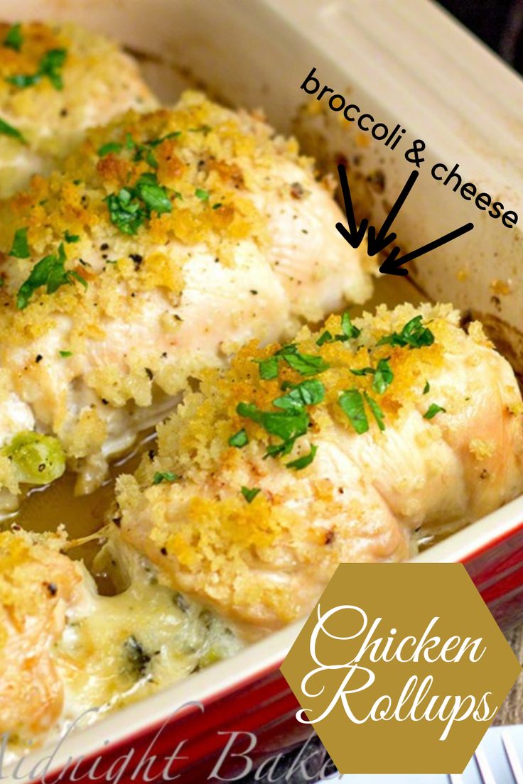 chicken and cheese casserole in a red dish