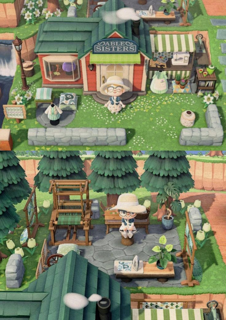 an aerial view of a small town in the game animal crossing