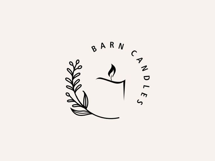 the logo for barn candles, which is designed to look like a candle with leaves on it