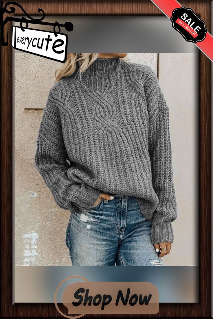 Turtleneck Twist Knit Top Pullover American Sweater, Chunky Knits, Winter Pullover, Loose Sweater, Fashion Seasons, Knit Pattern, Winter Sweaters, Stylish Fashion, Outerwear Women