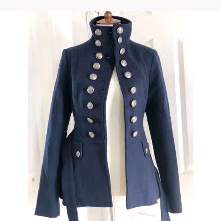 Iso!Blue Double Breasted Blue Coat Blue Coat, Blue Coats, Double Breasted, Limited Time, Checks, Free People, Color Blue, Coats Jackets, Size 12