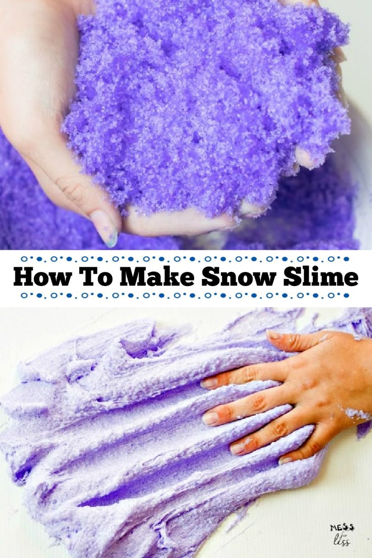 how to make snow slime for kids and toddlers that are super soft and fluffy