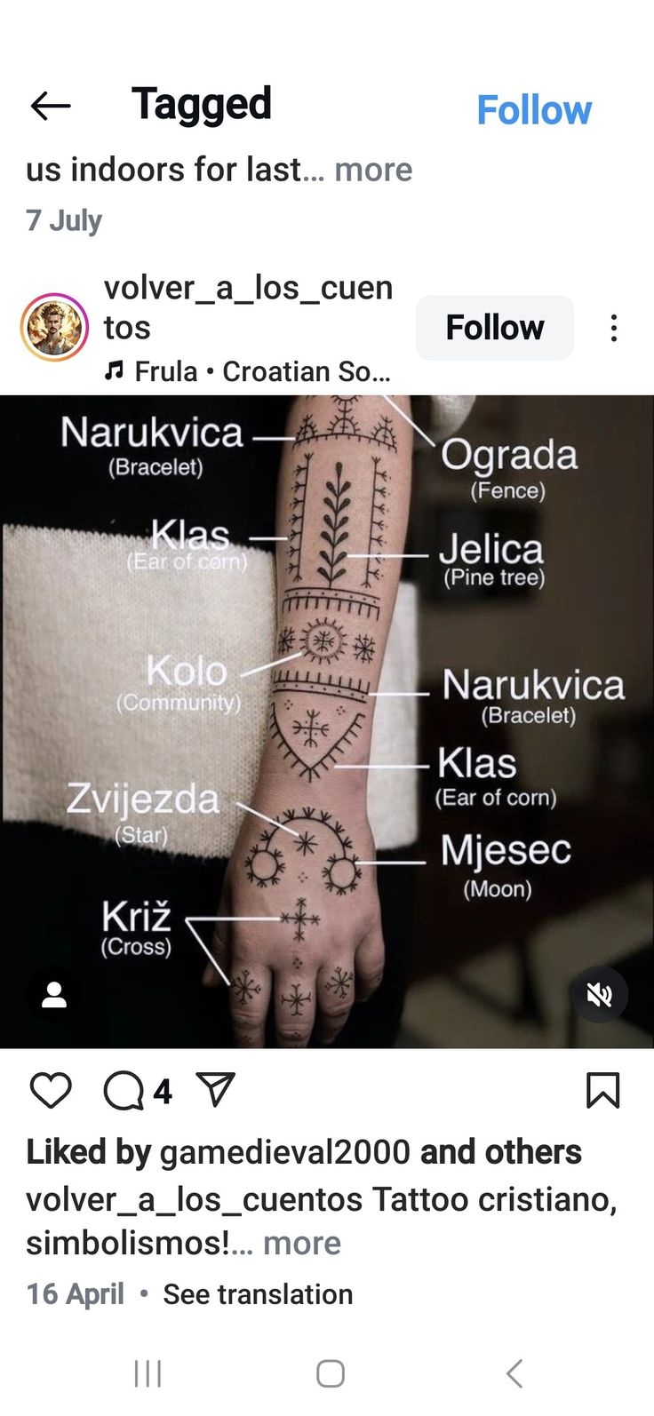 an image of someone's hand with tattoos on it and the caption below