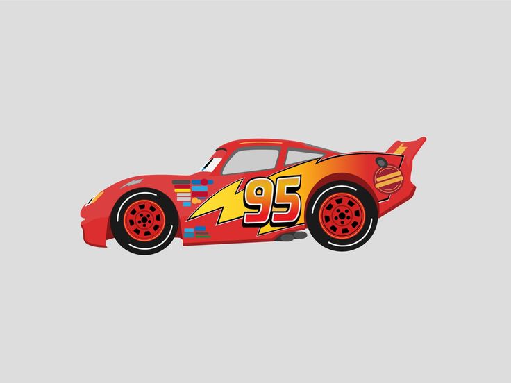 a red race car with the number 95 on it's side and flames coming out