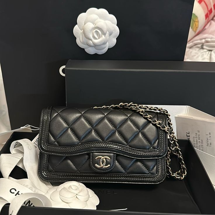 Brand New With Tag Come With Original Package Receipt Will Be Included Please Find Me On (Ig Meobeo_hanoi2003) For Lower Price Luxury Leather Wallet On Chain, Rectangular, Luxury Chain Bags For Everyday, Designer Black Bag With Chain, Luxury Black Wallet On Chain With Branded Hardware, Black Luxury Wallet On Chain With Branded Hardware, Designer Wallet On Chain With Branded Hardware, Designer Wallet On Chain With Detachable Strap, Elegant Crossbody Wallet On Chain With Phone Bag, Elegant Wallet On Chain With Branded Hardware