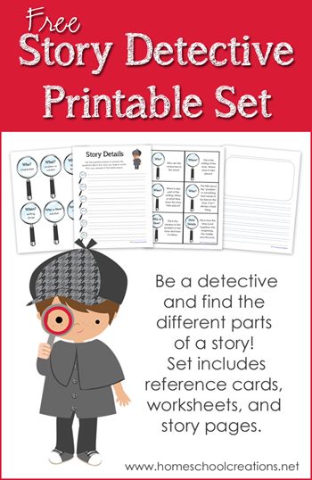 the story detective printable set for children to learn how to write and use it