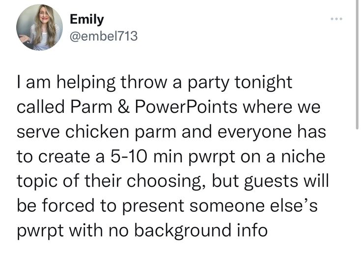 the tweet has been posted to someone about her party tonight, and it's hilarious