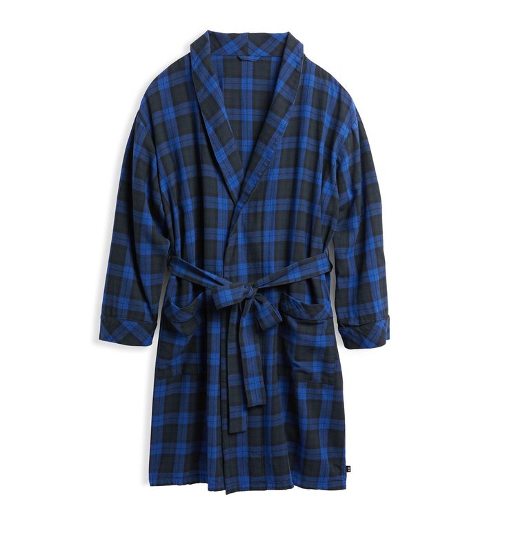 Lounge in luxury through the chillier months in this ultra-soft classic plaid robe. Big patch pockets for keeping your hands warm and a belt to keep everything in place, plus a hanging loop for when, regrettably, it’s time to put on real clothes (we recommend avoiding that at all costs). It also makes a fantastic gift for the relaxation enthusiast in your life. Fit-tested on all body types, available in XS-4X 100% OEKO-Tex certified BCI brushed cotton twill Machine wash cold, tumble dry low | To Plaid Winter Sleepwear For Loungewear, Plaid Sleepwear For Winter Loungewear, Plaid Winter Sleepwear, Winter Plaid Sleepwear, Casual Fall Daywear Robe, Plaid Sleepwear With Pockets For Loungewear, Plaid Relaxed Fit Sleepwear For Fall, Relaxed Fit Plaid Sleepwear For Fall, Flannel Robe