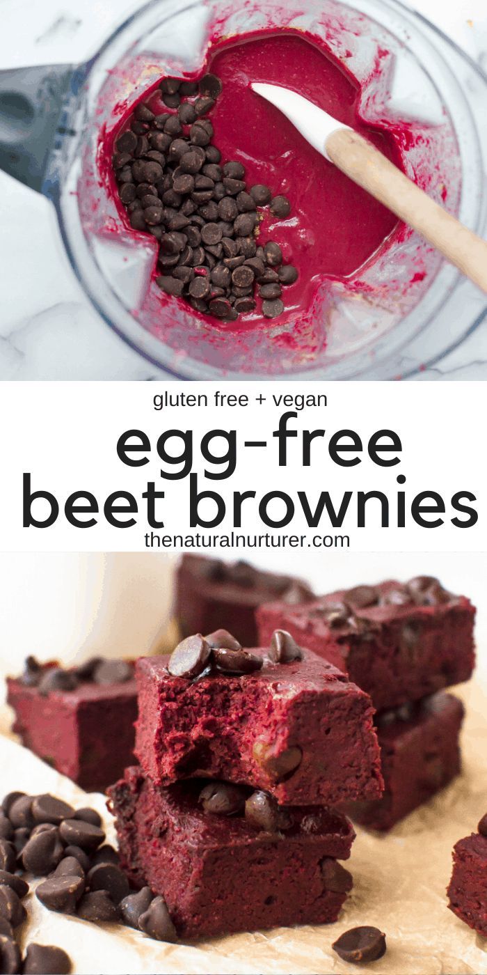 an egg - free beet brownies recipe with chocolate chips