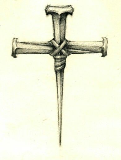 a drawing of a crucifix with the cross on it's side