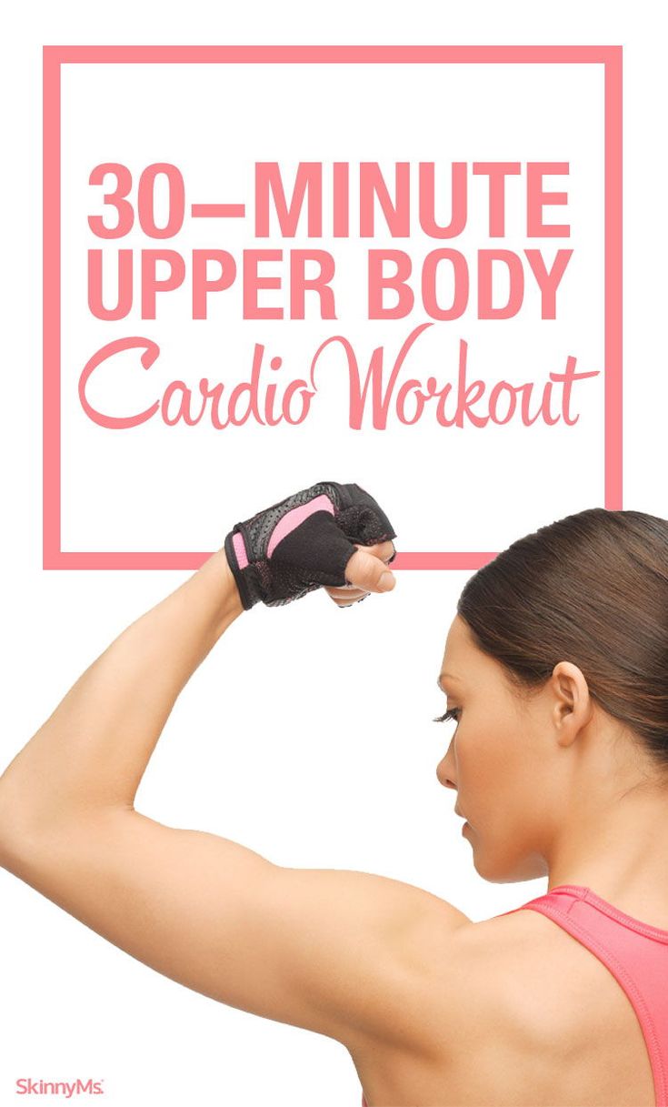 a woman with her arm in the shape of a boxing glove and text that reads 30 - minute upper body cardio workout