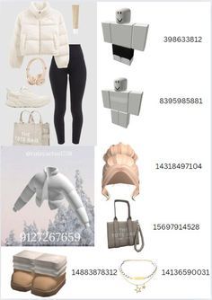 the contents of a woman's winter wardrobe are shown in white and grey colors