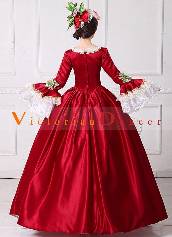 Women Red Embroidery Marie Antoinette Dress Civil War Southern Belle Masquerade Ball Gown Reenactment Clothing   Condition: Brand New  Color: amp;nbsp; As Picture  Material: Satins And Lace  Silhouette: Ball Gown  Sleeve Length: Long Sleeve  Dresses Length:Floor-Length  Neckline:Square Neck  Decoration: Lace  Style: Vintage  Includes: Dress + Hairdress    amp;nbsp;             amp;nbsp; Fitted Red Dress With Historical Design, Red Historical Costume Party Dress, Red Historical Design Dress For Costume Party, Red Formal Dress With Historical Design, Elegant Red Victorian Dress With Historical Design, Red Victorian Dress With Historical Design, Fitted Red Medieval Dress With Historical Design, Elegant Fitted Red Medieval Dress, Elegant Red Medieval Wedding Dress