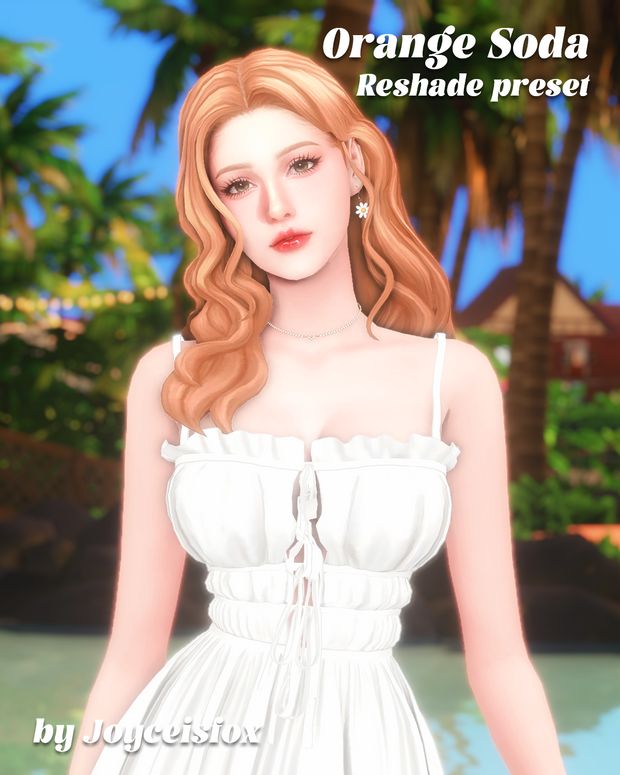 an animated image of a woman in a white dress with long red hair and earrings