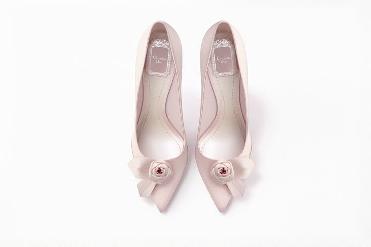 Pointed-toe pump, powder pink satin with satin flower, 10 cm - Shoes Dior Pink Dior Heels, Dior Wedding Shoes, Dior Pumps, Dior Heels, Pink Dior, Pink Wardrobe, Beautiful Wardrobe, Beauty Dior, Shoe Wishlist