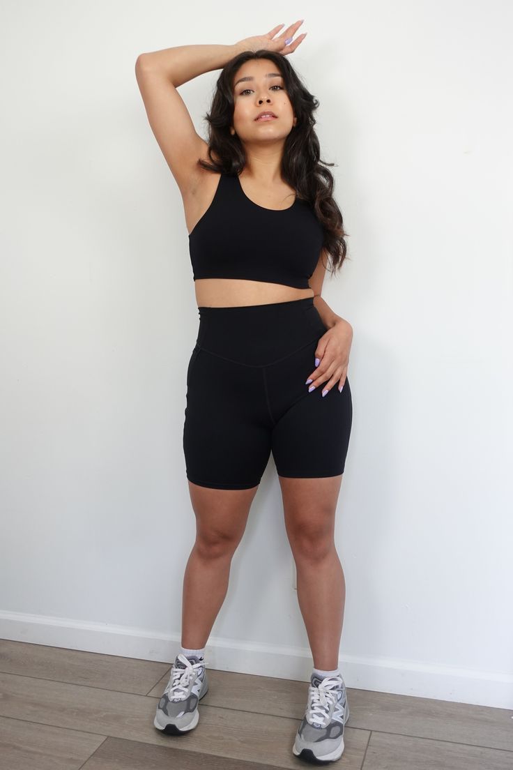 Our Power Pocket Shorts have a buttery silk like material, with a high rise fit. They contain a core stability to hug you in all the right places and have double pockets. 75% Nylon, 25% Spandex Model is wearing a size small. Waist: 28 in. Hips: 35 inch. Supportive Bottoms With Built-in Bra For Yoga, Supportive Yoga Bottoms With Built-in Bra, Workout Activewear With Built-in Bra, Short Length, High Waist Activewear With Built-in Bra For Workout, High Waist Yoga Activewear With Built-in Bra, Compressive High-waist Activewear With Built-in Bra, Supportive Activewear With Built-in Shorts For Workout, Black Workout Bottoms With Built-in Padding, Versatile Black Biker Shorts For Yoga