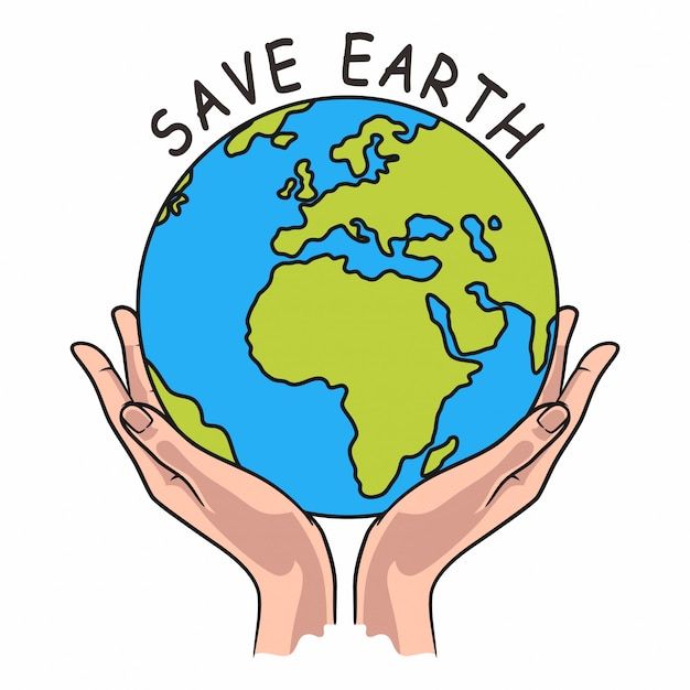 two hands holding the earth with save earth written on it