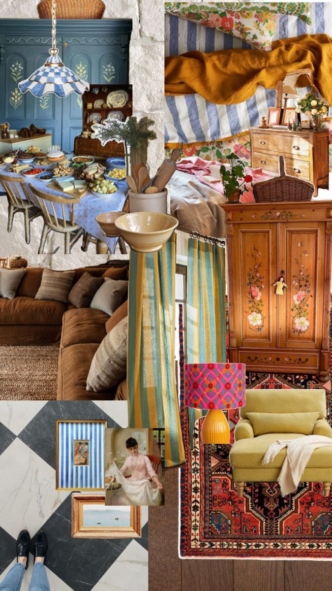 a collage of photos with furniture and decor