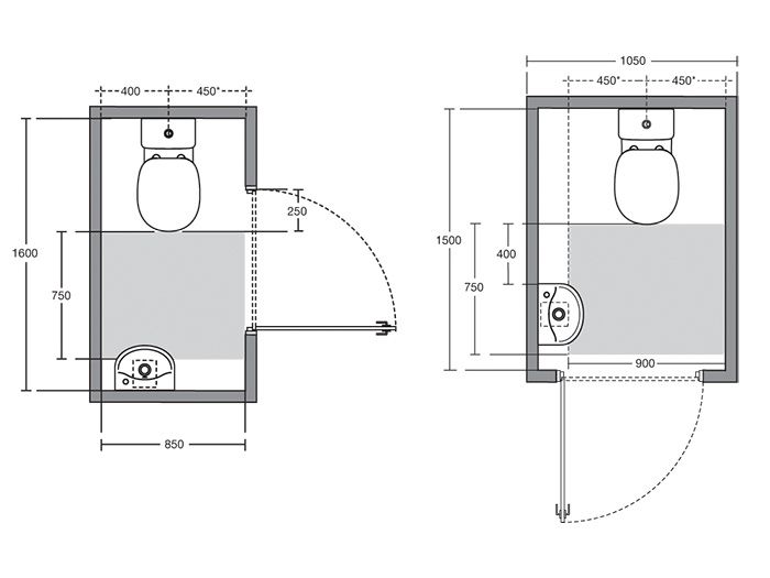 a drawing of a toilet and sink with measurements for the seat height, side by side