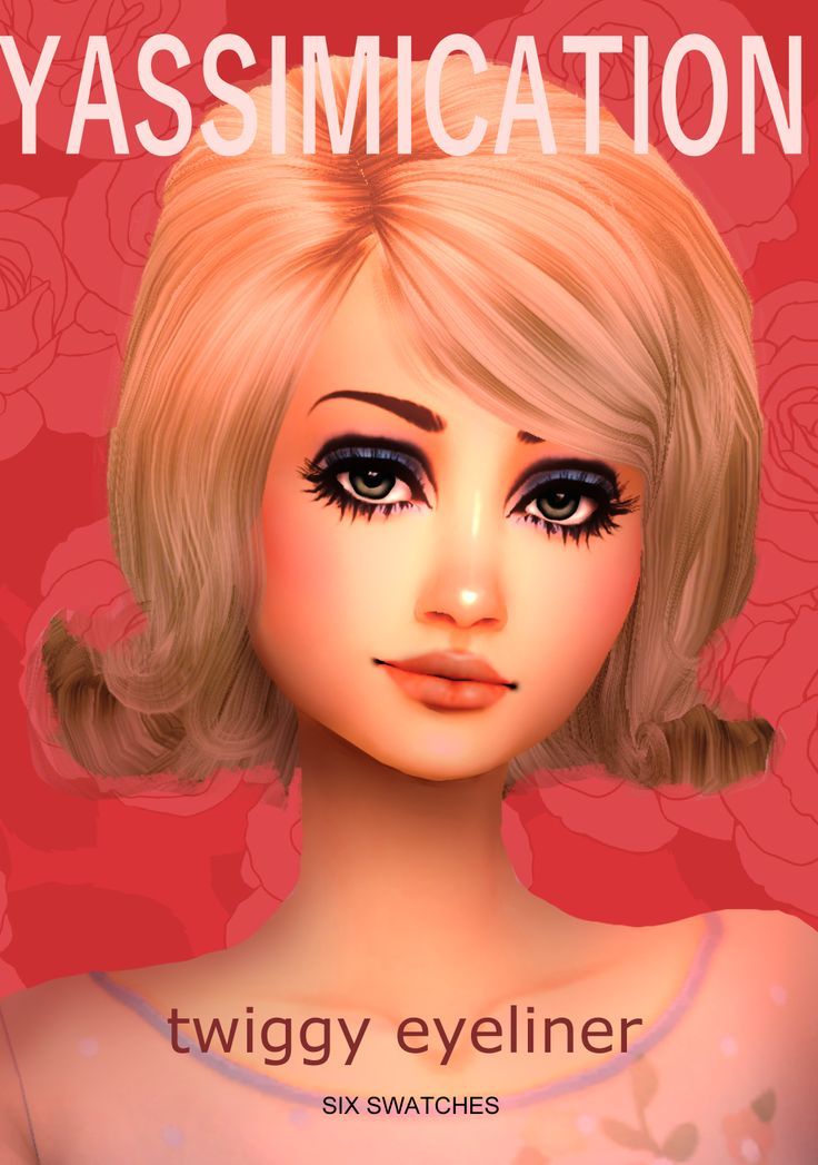 an animated image of a woman's face with long blonde hair and black eyeliners