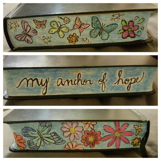 two wooden signs with flowers and butterflies painted on them, one says my anchor of hope