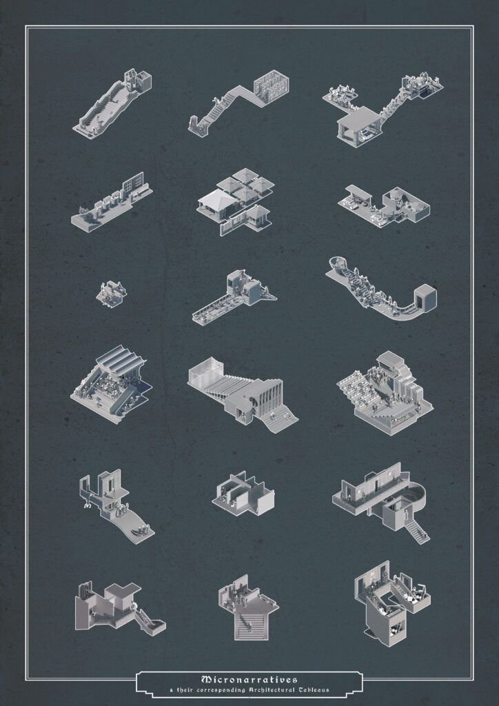 an old poster with some type of architecture