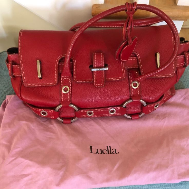 See The Last Photo For Details! Gorgeous Bag! Red Leather Purse, Gorgeous Bags, Leather Purse, Leather Purses, Red Leather, Satchel, Bag Lady, Purse, Fast Delivery