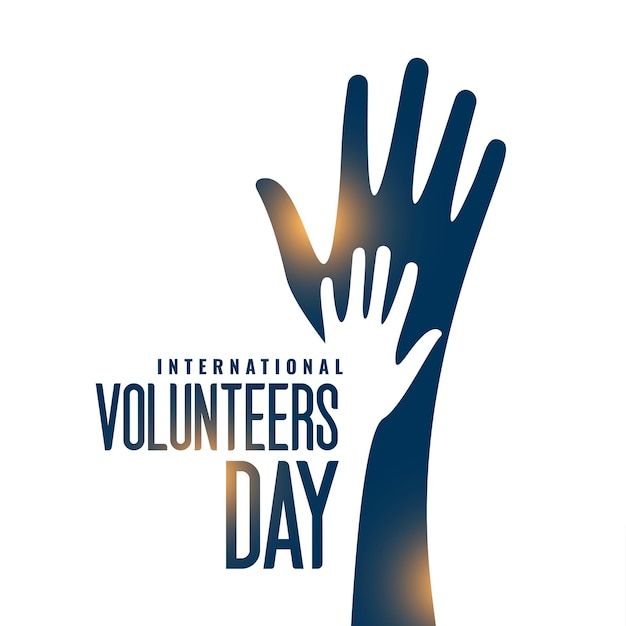 the international volunteers'day logo with two hands reaching out to each other, against a white background