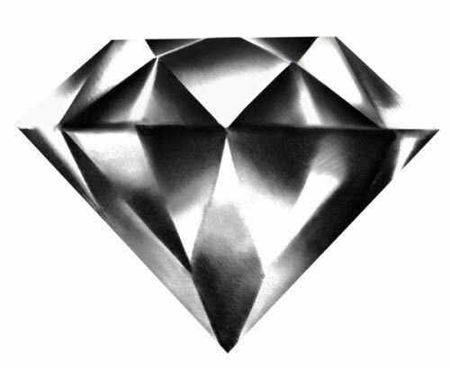 a black and white drawing of a diamond