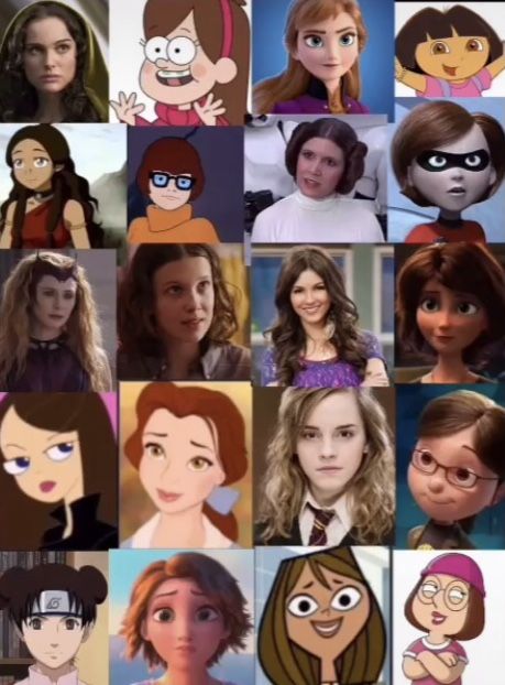 the many faces of cartoon characters in each character's avatar, from one person to another