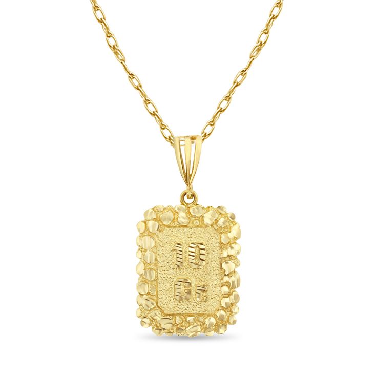 ♥ Product Summary ♥Metal: 10K Yellow GoldDimensions: 52mm x 28mmWeight: 11 grams Necklaces Statement, Yellow Gold Color, Nugget Necklace, Gold Gift, Statement Pendant, Wedding Necklace, Gold Color, Necklace Lengths, Diamond Cuts