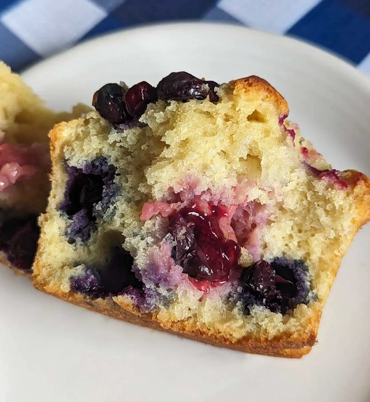 a piece of blueberry muffin on a plate