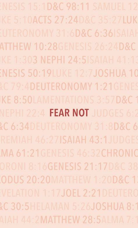 the words fear not are written in red on a pink background with white letters and numbers