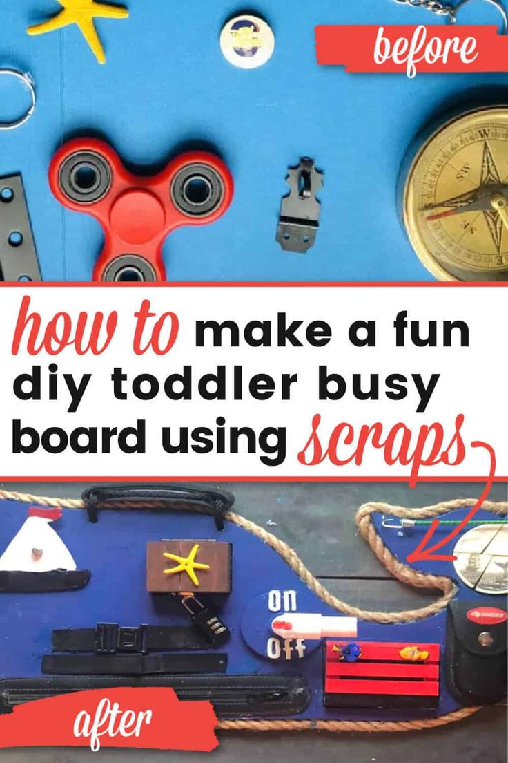 there is a sign that says how to make a fun diy toddler busy board using scraps