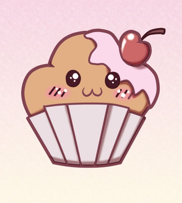 an image of a cupcake with a cherry on it's top and eyes