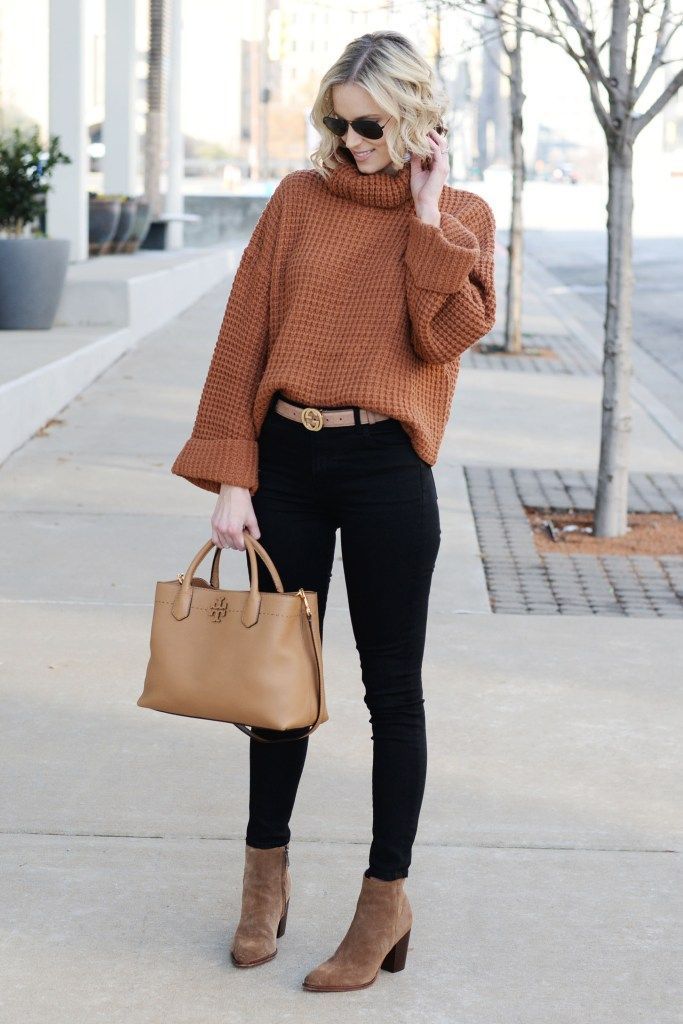 Tan Outfit, Orange Sweater, Easy Winter Outfit, Easy Outfit, Looks Street Style, Cute Winter Outfits, Outfits For Work, Winter Outfit Ideas, Fall Fits