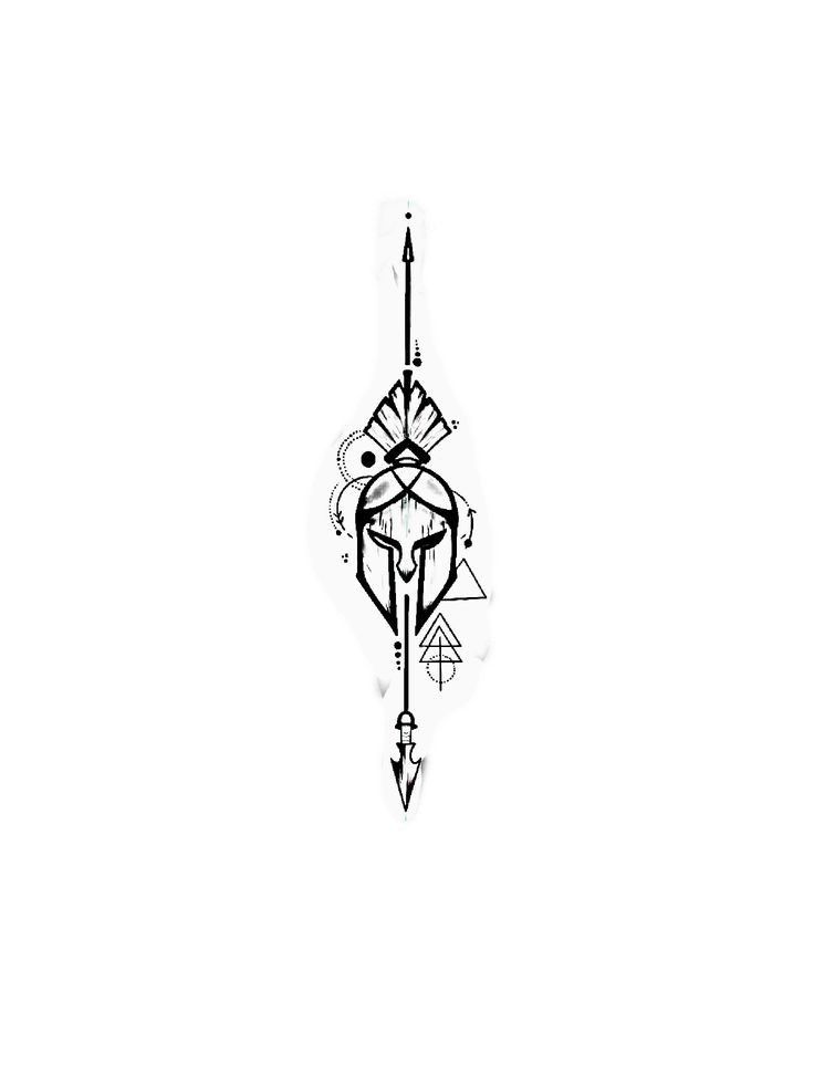 a black and white drawing of an arrow with arrows on it's back side