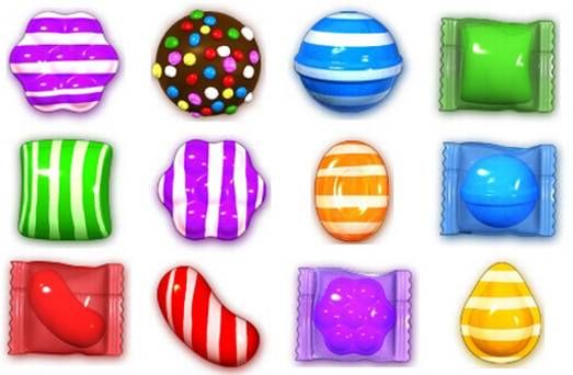 an assortment of colorful candies on a white background