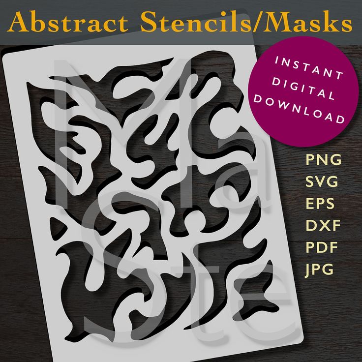 abstract stencils / masks - instant digital printable templates for paper crafts